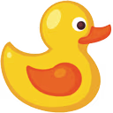 Auto-generated description: A bright yellow rubber duck with an orange beak and spot is depicted.
